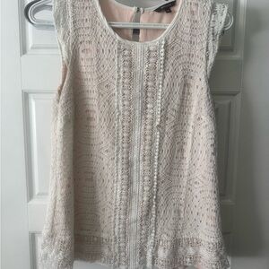 Elegant Lace Sleeveless Top - Cream